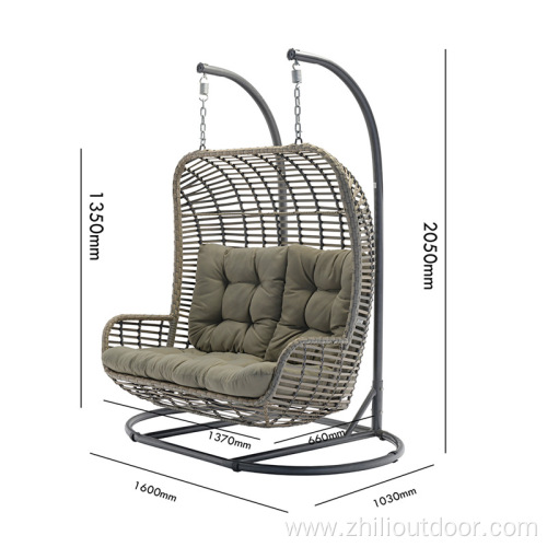 Family Outdoor Furniture Garden Rattan Double Swing Chair